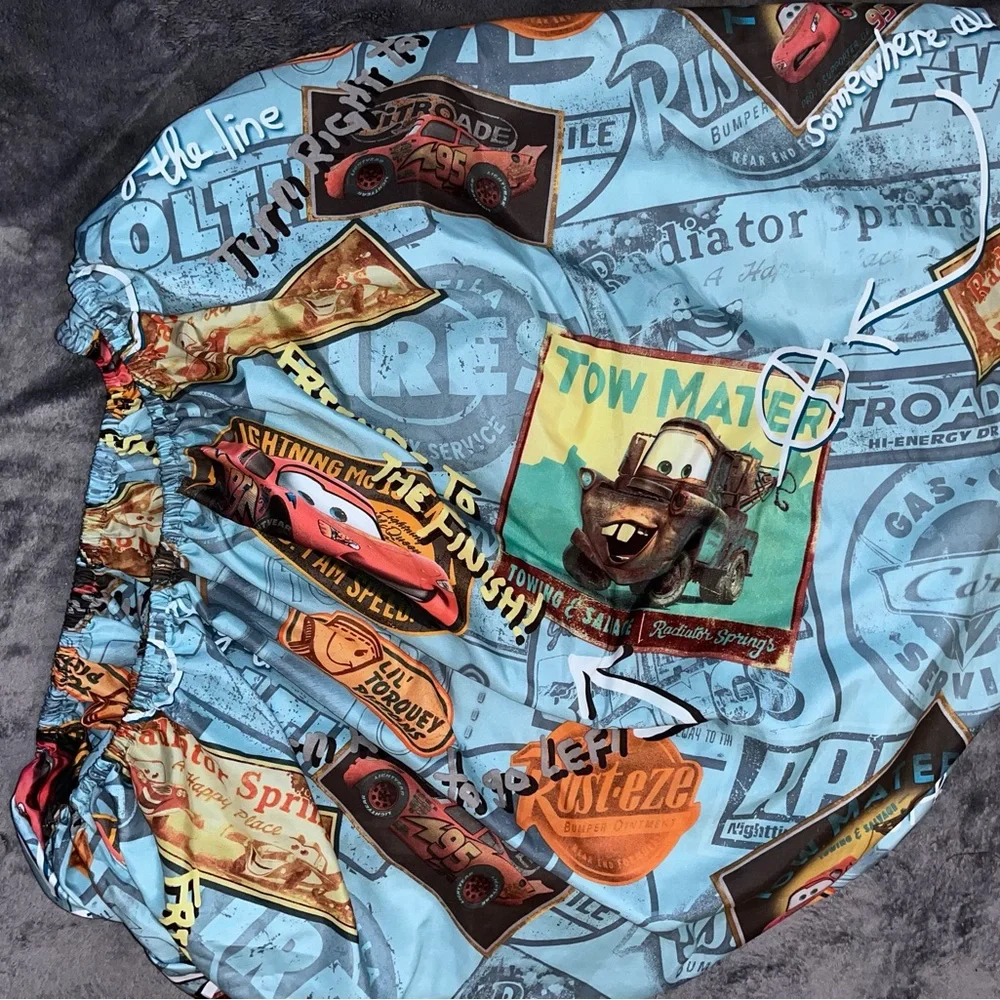 Disney Cars  2 pc Sheet Set Lightning McQueen Mater Fitted & Flat - Picture 6 of 9